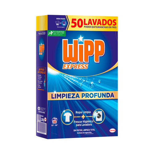 WIPP EXPRESS Detergente en polvo para una limpieza profunda 50 lavados.