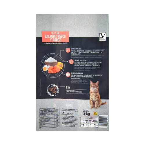 PRODUCTO ALCAMPO Alimento de gato salmón y arroz Auchan expert 3 kg.