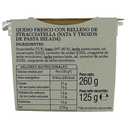 AUCHAN Burrata 125 g. Producto Alcampo