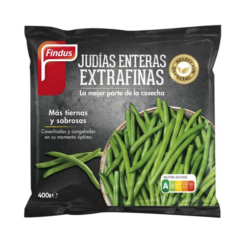 FINDUS Judía entera extrafina seleccionadas y congeladas en pocas horas FINDUS 400 g.