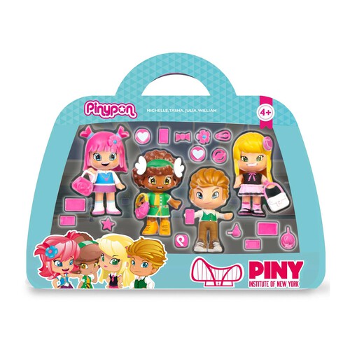 Pinypon Piny Set Amigos Con 4 Figuras, Incluye Accesorios para decorarlos.