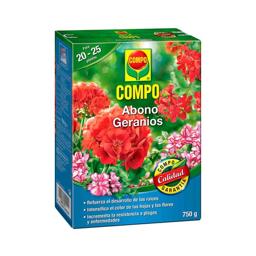 Abono granulado especial para geráneos. Caja 750g COMPO.