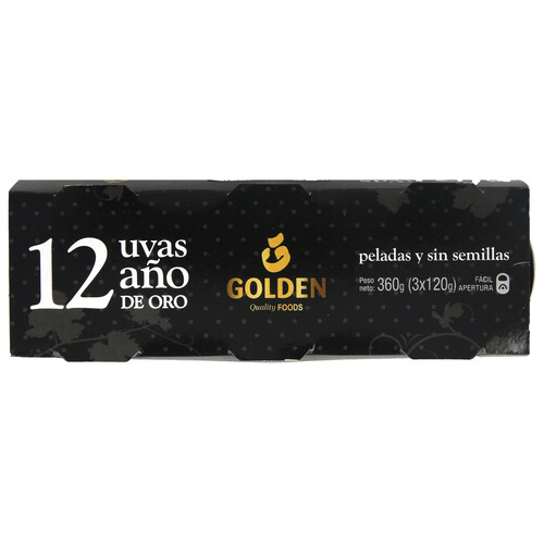 GOLDEN Uvas en almíbar peladas y sin semillas GOLDEN pack de 3 uds.x 120 g.