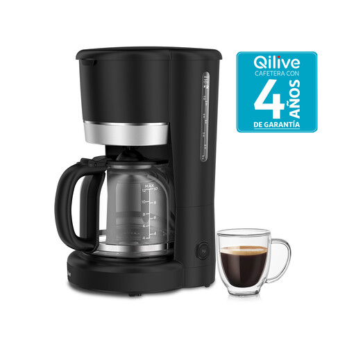 Cafetera de goteo QILIVE Q.5226, 10-12 tazas, capacidad 1,5L, filtro removible antigoteo, jarra de cristal.