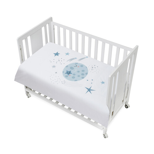 Edredón nórdico infantil, color blanco y azul, INTERBABY Space.