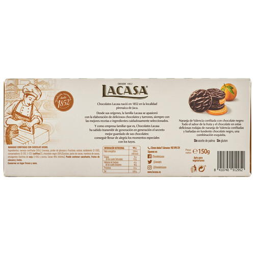 LA CASA Naranja de Valencia confitada con chocolate negro 150 g.