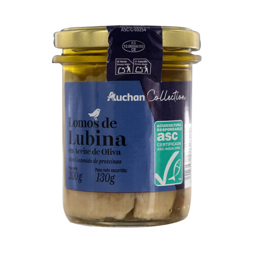 PRODUCTO ALCAMPO Collection Lomos de lubina ASC en aceite de oliva tarro 130 g.