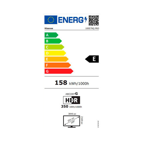 Televisión 254cm (100) QLED PRO HISENSE 100E7NQ, Gaming, 4K, VIDAA, WIFI, color negro.