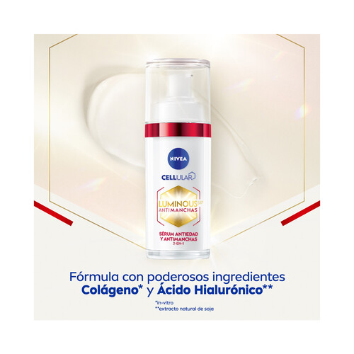 NIVEA Sérum 2 en 1 con acción antimanchas y antiedad NIVEA Cellular luminous 630º 30 ml.