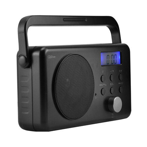 Radio de sobremesa QILIVE, digital, alarma, color negro.