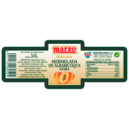 MARZO Mermelada de albaricoque MARZO 340 g.