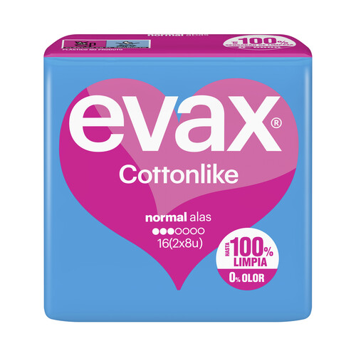 EVAX Compresas normal plus con alas EVAX Cottonlike 16 uds.