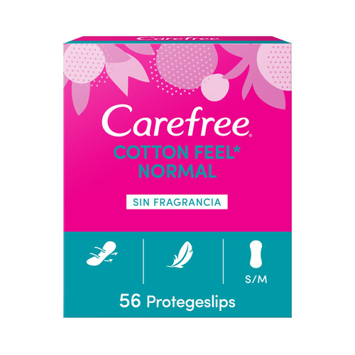 CAREFREE Protege slips normales, sin fragancia CAREFREE Cotton 56 uds.