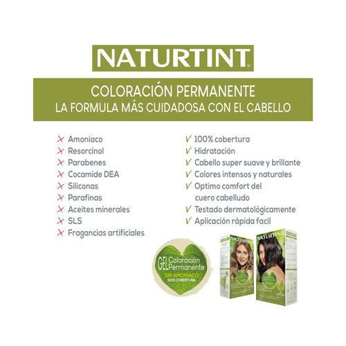 NATURTINT Coloración permanente en gel, sin amoníaco, tono 4.35 Marrón capuchino intenso NATURTIN Biobased.