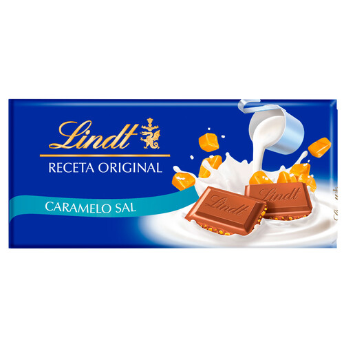 LINDT Chocolate con leche, caramelo y sal 100 g.