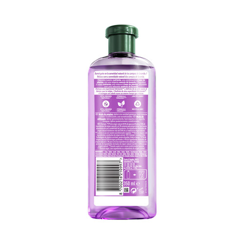 HERBAL ESSENCES Champú anti-encrespamiento con aroma a lavanda, para cabellos encrespados 350 ml.