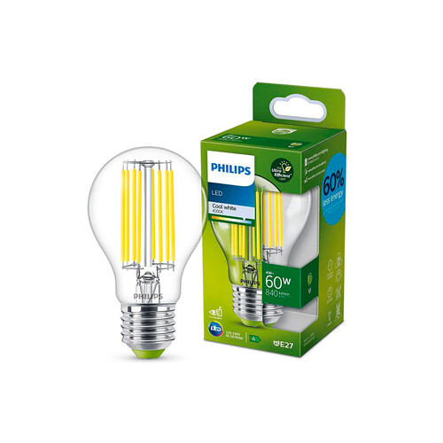 Bombilla LED E27, 40 W, luz cálida 2700K, 485lm, PHILIPS.