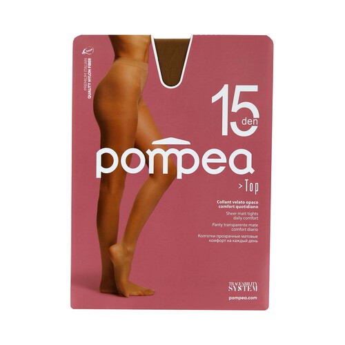 Panty transparente mate, 15den, POMPEA, color ambrato, talla S.