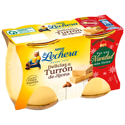 LA LECHERA Postre lacteo (Delicias) con sabor a turrón LA LECHERA de Nestlé 2 x 125 g.