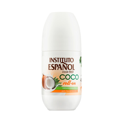 INSTITUTO ESPAÑOL Desodorante roll on para mujer con aroma a coco y protección anti-transpirante hasta 48 h 75 ml.