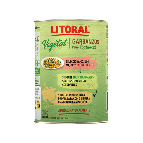 LITORAL Garbanzos con espinacas LITORAL 425 g.