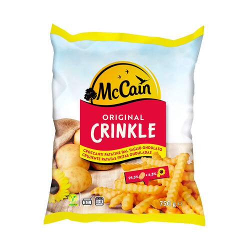 McCAIN Patatas fritas onduladas, prefritas y ultracongeladas McCAIN 750 g.