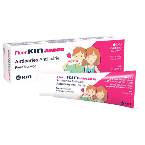 KIN Pasta de dientes infantil con sabor a fresa KIN Junior 75 ml.