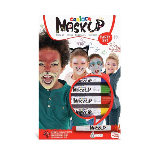 Pinturas de cara Mask Up caja 6 Party. Pintura lavable para la piel de niños y adultos. Maquillaje Ideal para Navidad, Halloween, Carnaval y Fiestas.