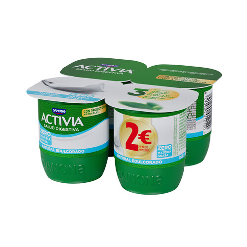 ACTIVIA Bífidus desnatado (0% materia grasa) y con sabor natural edulcorado de Danone 4 x 120 g.