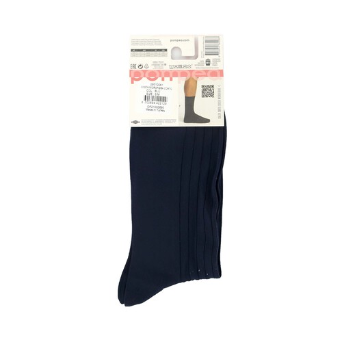 Calcetines canalé de microfibra para hombre POMPEA, color azul, talla 39/42.