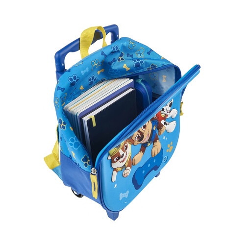 Mochila 3D con ruedas trolley, PAW PATROL, color azul, ALCAMPO.