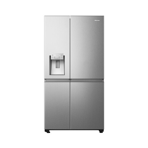 Frigorífico americano 179,5cm HISENSE RS818N4TIE1 INOX NO FROST, clasificación energética: E, H: 179,5cm, A: 91cm, F: 73cm, dispensador agua/hielo, capacidad total: 632L.