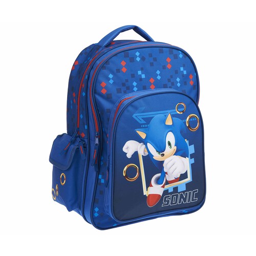 Mochila 43cm, SONIC, 2 compartimentos, color azul, ALCAMPO.