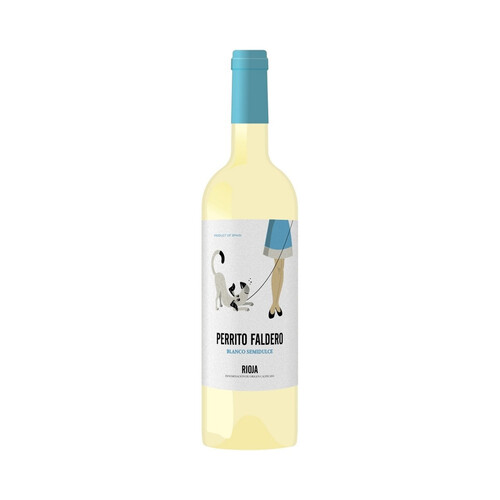 Vino blanco semi-dulce con denominación de origen Rioja PERRITO FALDERO botella de 75 cl.