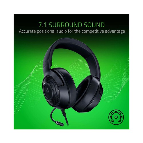 Auriculares Gaming RAZER Kraken X Lite, Sonido envolvente 7.1.