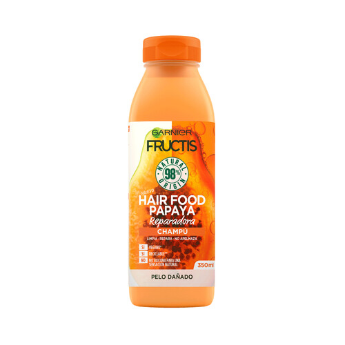 FRUCTIS Champú reparador con papaya, para cabellos dañados FRUCTIS Hair food de Garnier 350 ml.