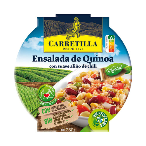 CARRETILLA Ensalada de quinoa con legumbres, maíz y suave aliño de chili y lima 230 g.