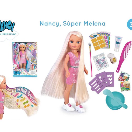 Nancy Super Melena muneca con el pelo Super Largo con muchos accesorios para pintar y crear peinados estilosos 3 anos. Alcampo Haz tu Compra Online y Recoge Mas de 50.000 Productos