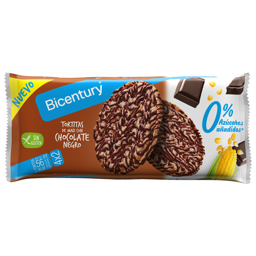 BICENTURY Tortilla maíz chocolate negro sin azúcares BICENTURY 109 g.