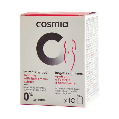 COSMIA Toallitas para la hígiene íntima con extacto de Hamamelis COSMIA 10 uds.