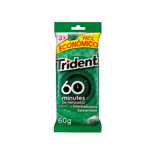 TRIDENT Chicles gragea de hierbabuena, 3 uds. TRIDENT 60 g.