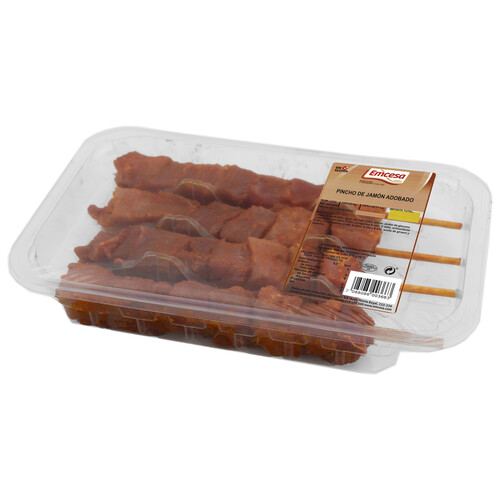 Bandeja con pinchos de jamón de cerdo adobado (pinchos morunos) EMCESA 4 x 80 g.