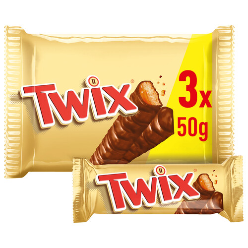 TWIX Barritas de chocolate con caramelo y galleta 3 x (2 x 25 g.) 150 g.