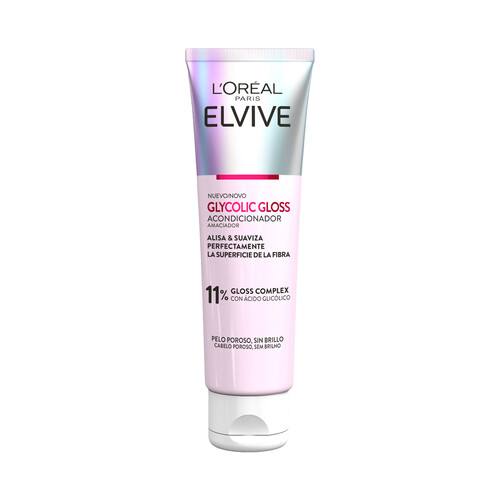 ELVIVE Glycolic gloss de L´oreál Paris Acondicionador alisante y suavizante, para pelo poroso y sin brillo 150 ml.