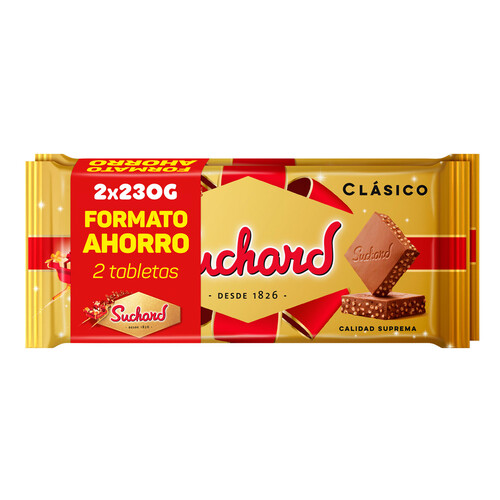 SUCHARD Turrón de chocolate crujiente suchard 230 g lote 2 uds