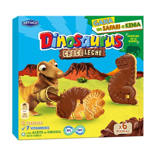 ARTIACH Dinosaurus Galletas recubiertas de chocolate con leche 255 g.