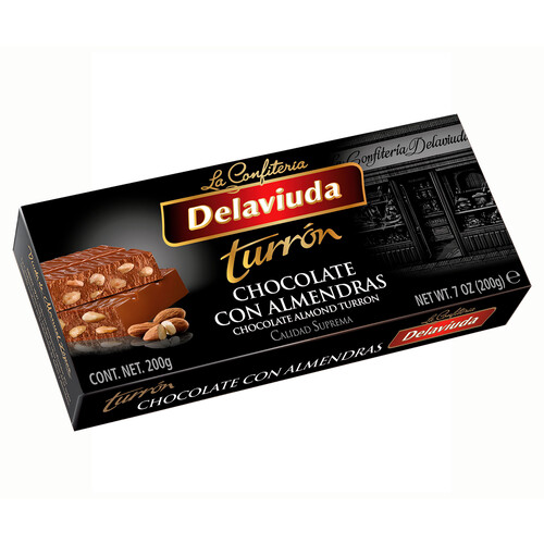 DELAVIUDA Turrón de chocolate con almendras 200 g.