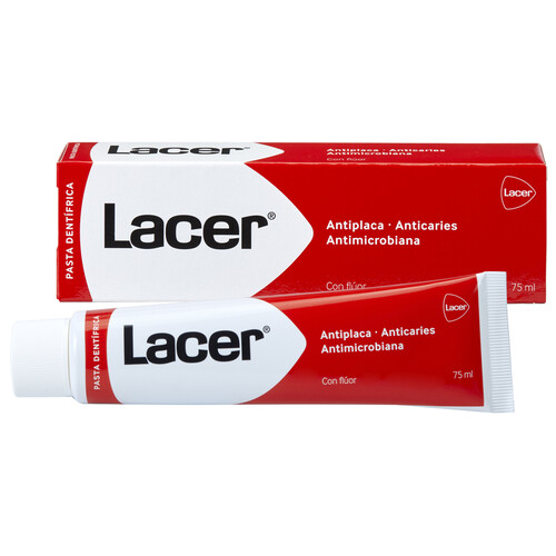 LACER Pasta de dientes con flúor y acción anticaries, antiplaca, y antimicrobiana LACER 75 ml.