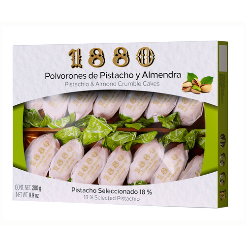 1880 Polvorones de pistacho y almendra 280 g.