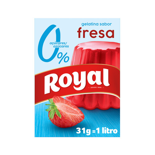 ROYAL Gelatina en polvo sabor fresa 0 % ROYAL 31 g.